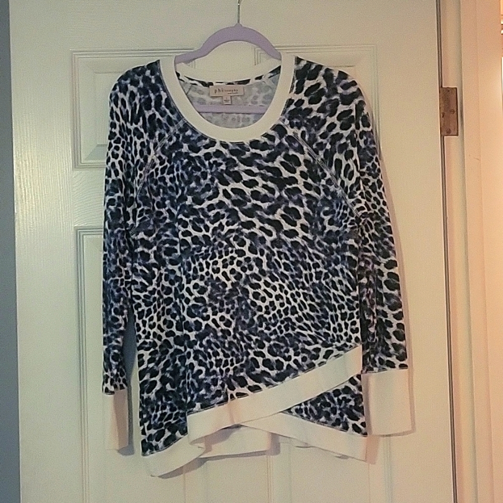 Philosophy blue cheetah print sweater size large